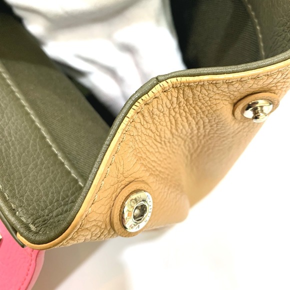 LOUIS VUITTON Tricolor Bag 2WAY Hand Bag Shoulder Bag Rose Pink x Khaki x Beige - Picture 12 of 13